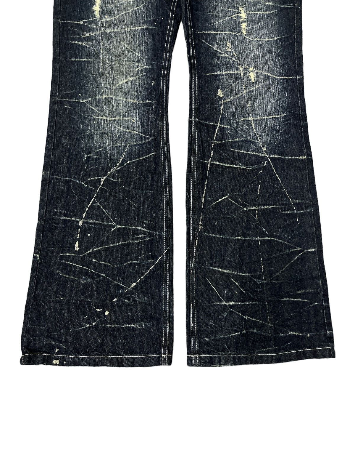 If Six Was Nine × Japanese Brand FLARED💥NYLAUS SPLATER RIPPED DISTRESSED DENIM PANT Size US 32 / EU 48 - 3 Thumbnail