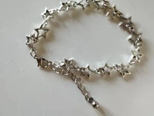 Jewelry Silver Color Grunge Stars Link bracelet Size ONE SIZE - 3 Thumbnail