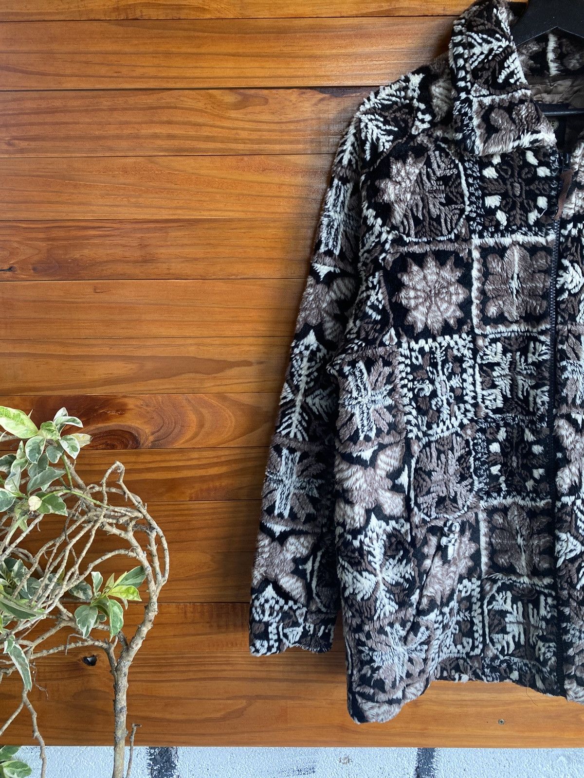 Vintage Vintage Back Fire Patterned Faux Fur Coat – Retro 90s Size US M / EU 48-50 / 2 - 7 Thumbnail