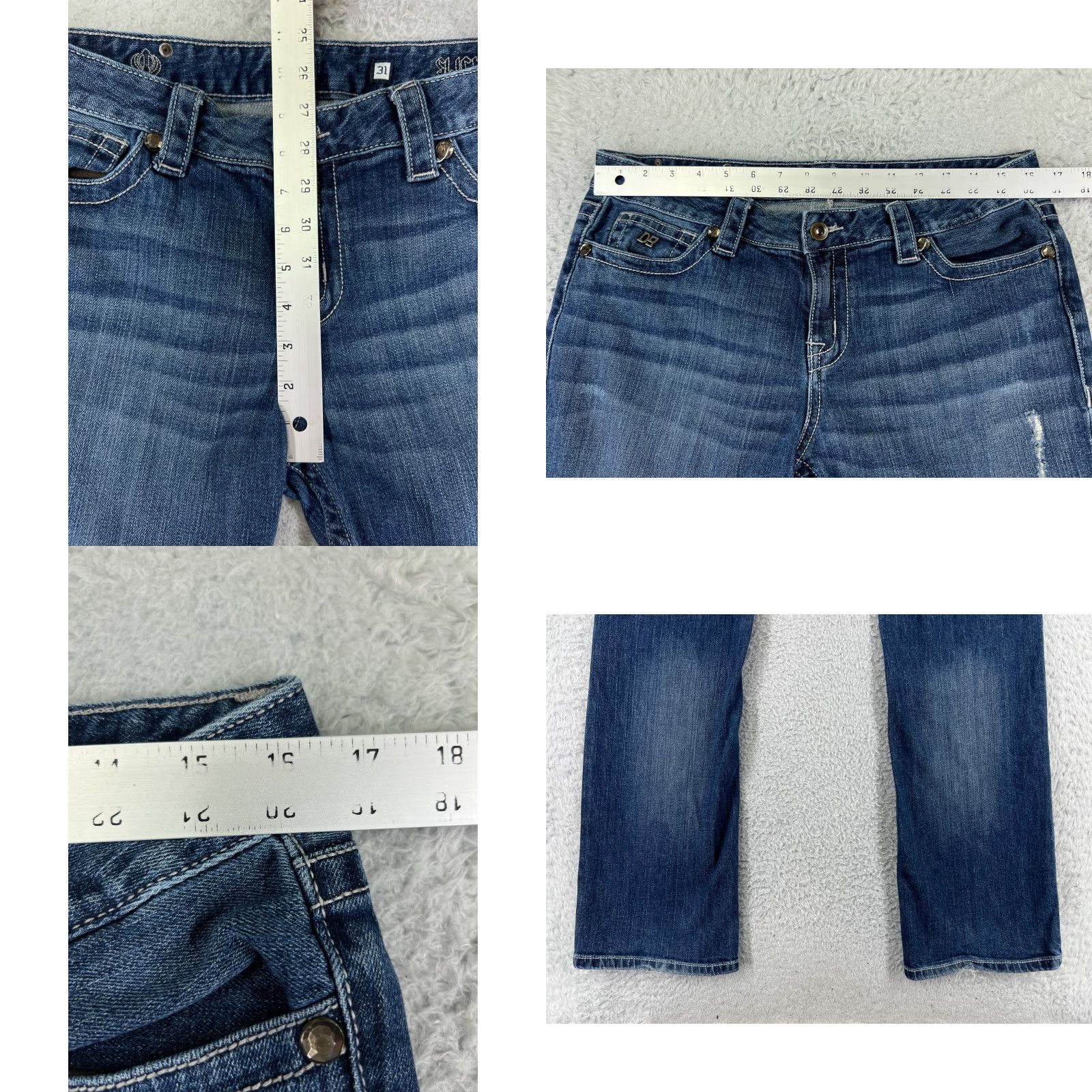 Silver Jeans Co. Diane Gilman Pants Womens 31 Blue Denim Jeans DG Slick Bling Embellished Cotton Size 24" / US 00 / IT 34 - 9 Thumbnail