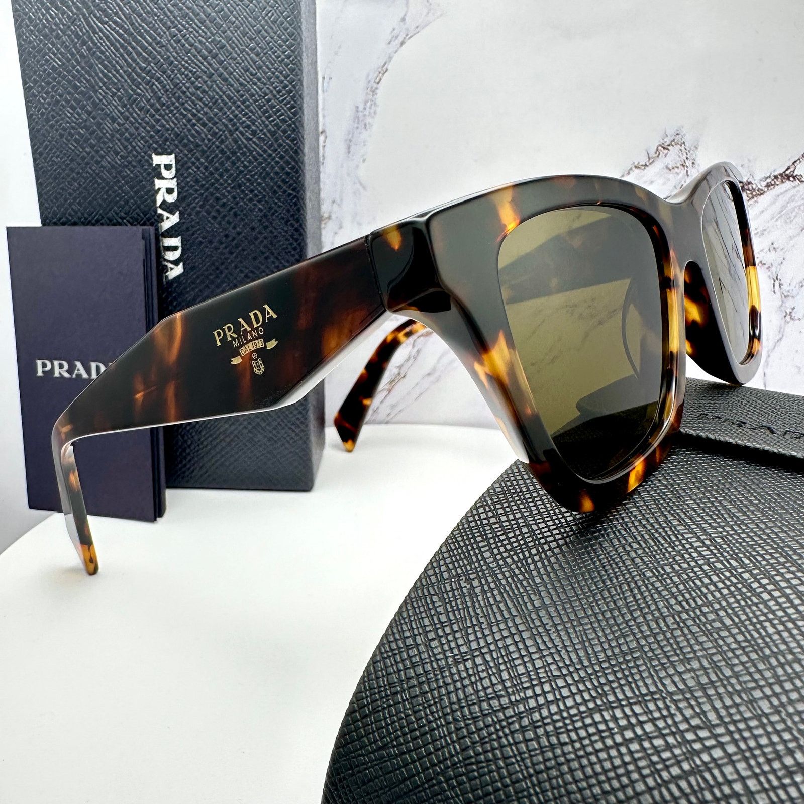 Prada New PRADA Sunglasses Brown Tortoise Square Butterfly Size ONE SIZE - 7 Thumbnail