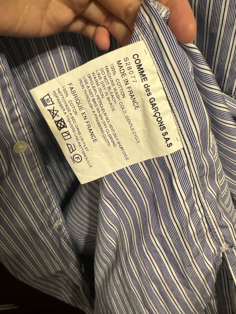Comme des Garcons Comme Des Garcons Blue and white striped navy collar shirt Size M / US 6-8 / IT 42-44 - 4 Thumbnail