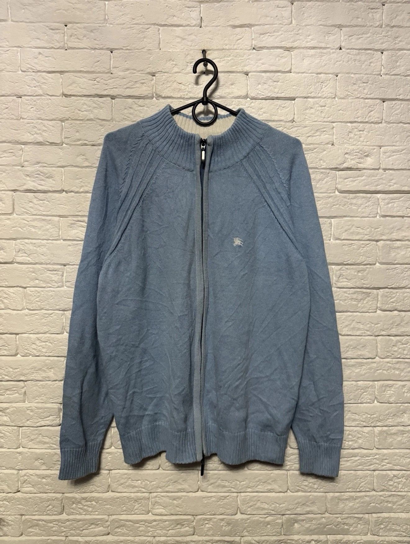 Burberry Burberry London FullZip Cotton Knit Sweater Embroidered Logo Size US L / EU 52-54 / 3 - 1 Thumbnail