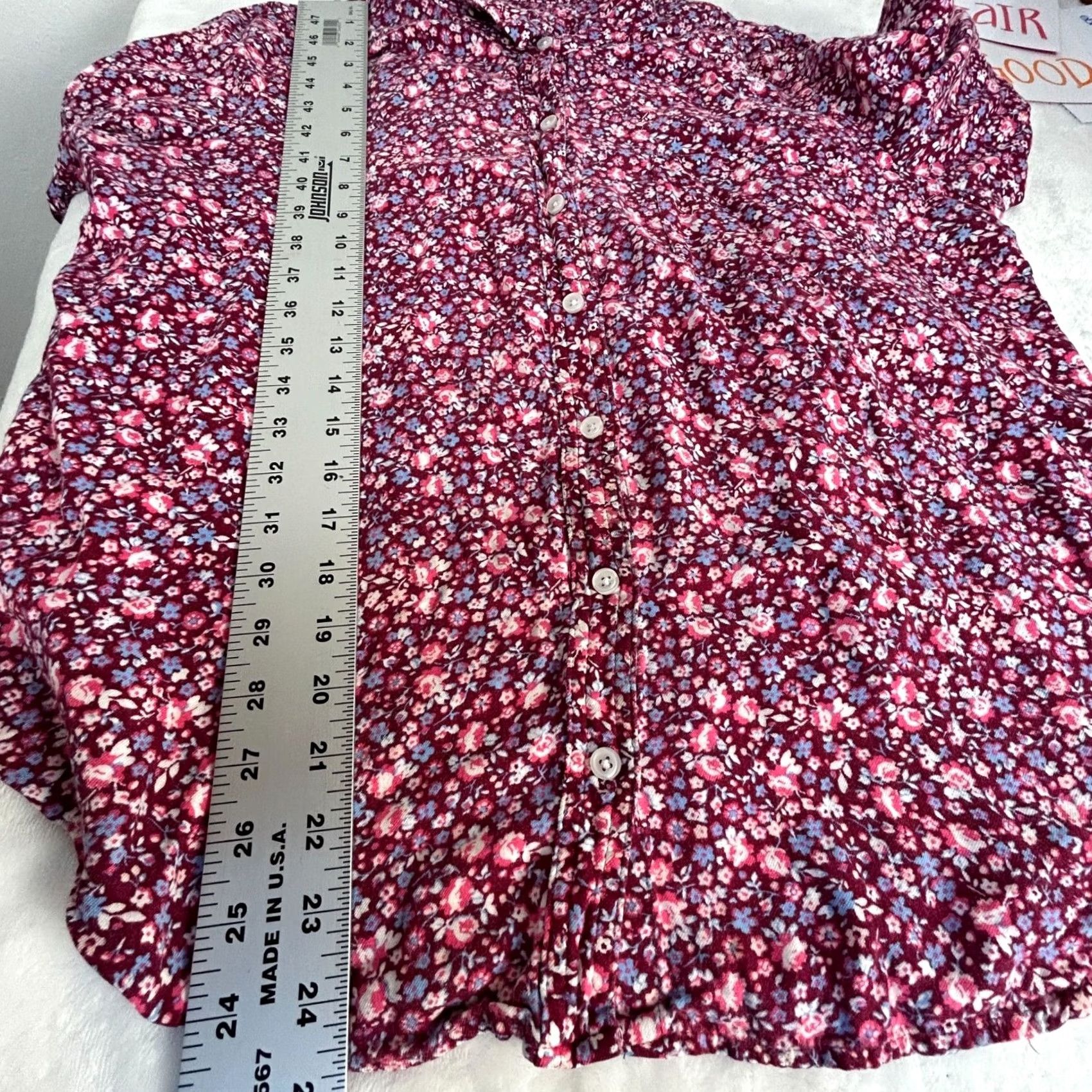 Vintage SO Womens Floral Button-Up Shirt XL Red Rayon Casual Size XL / US 12-14 / IT 48-50 - 8 Thumbnail