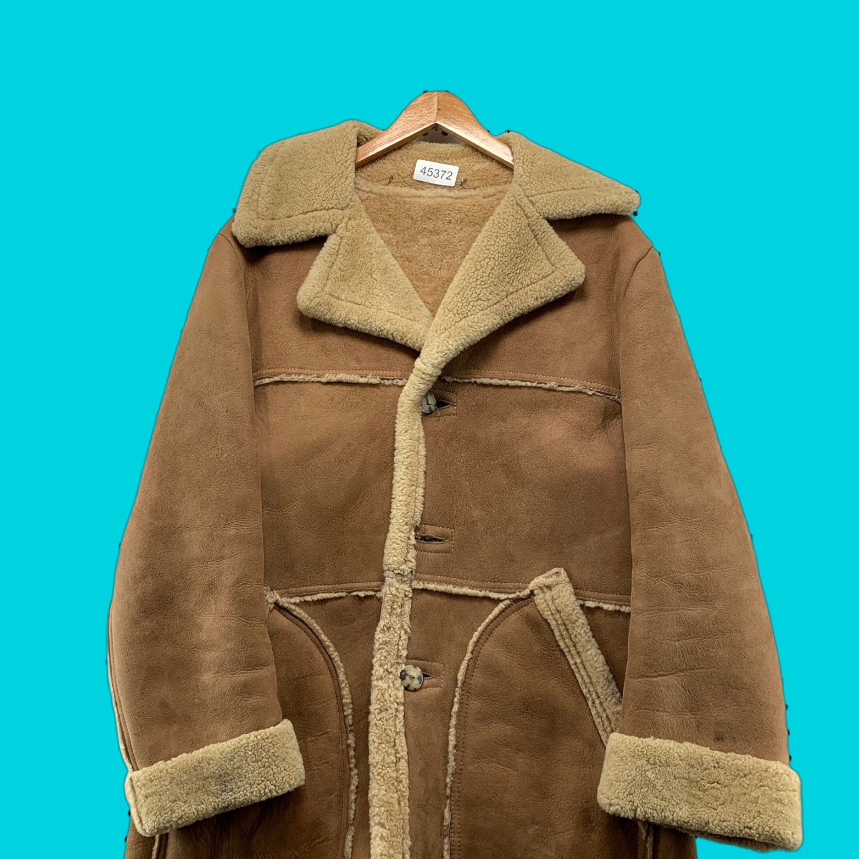 Marlboro VINTAGE Lakeland Coat Mens 40 Brown Suede Rancher Overcoat Cowboy Western Wool Lining 70s USA Size US XXS / EU 40 - 1 Thumbnail