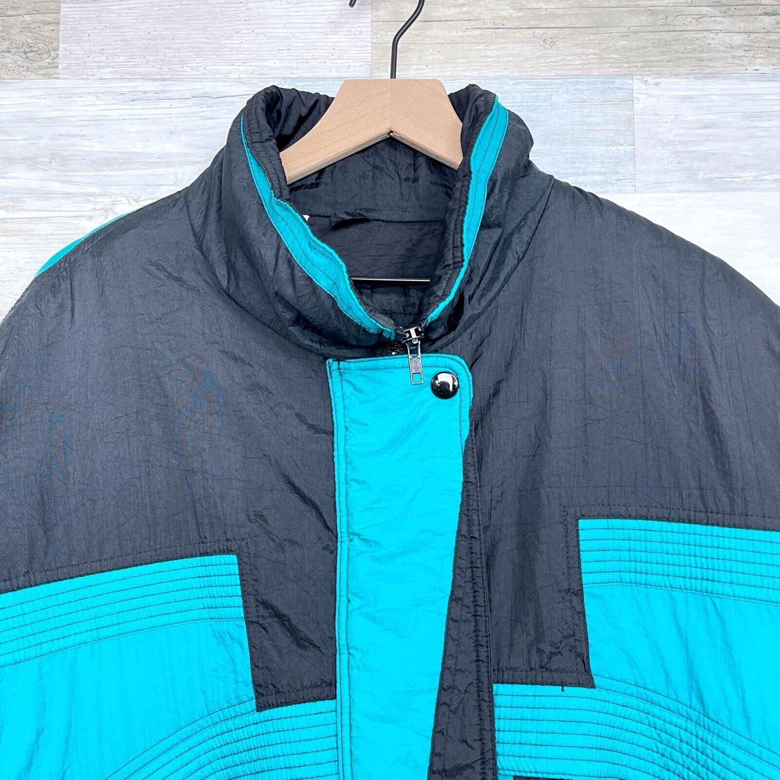 Other Gitano Retro Nylon Puffer Ski Jacket Black Green VTG Mens M Size US M / EU 48-50 / 2 - 2 Thumbnail
