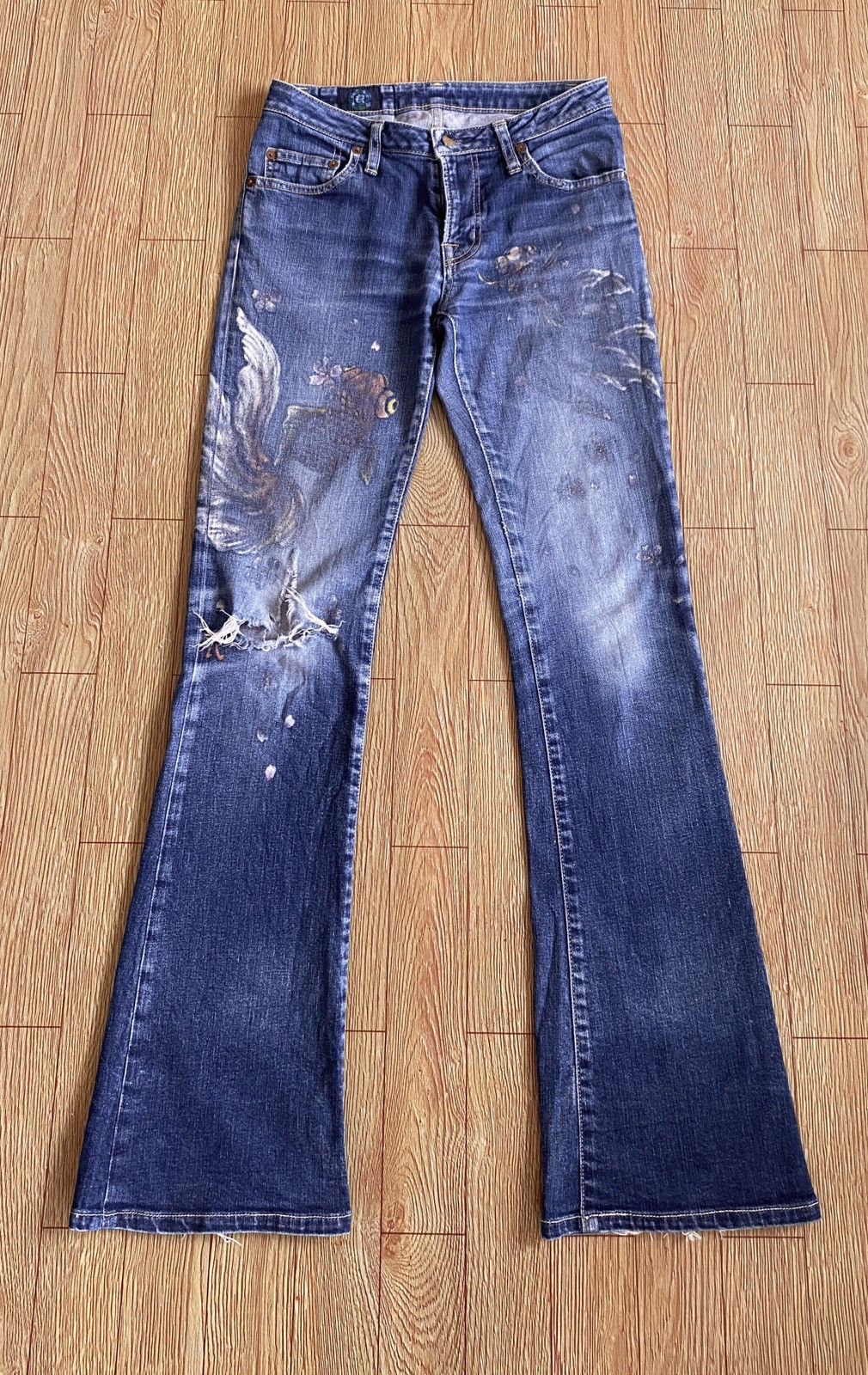 Rare Vintage Japanese Brand Sukajan Flared Jeans 1990s