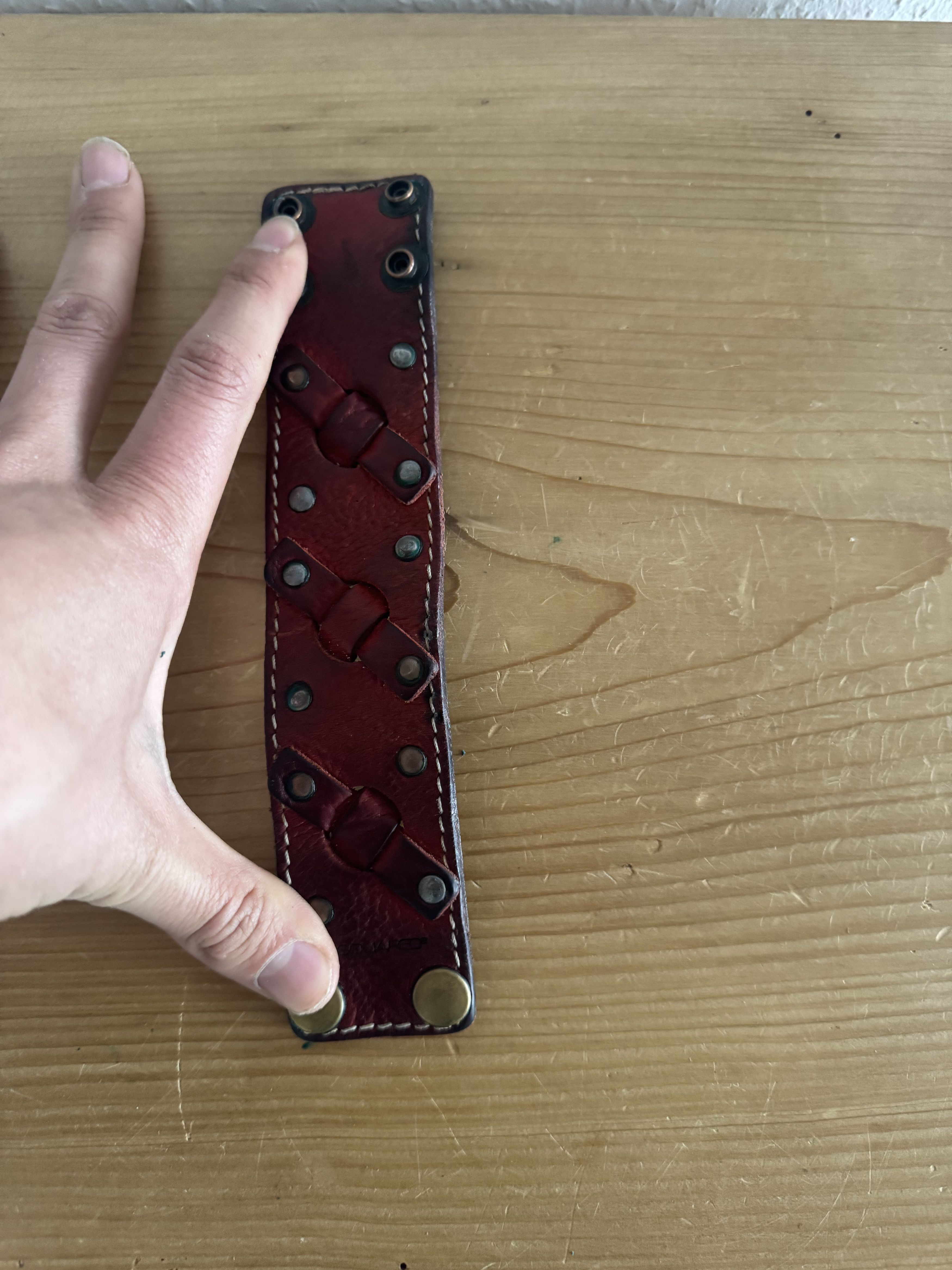 Dsquared2 Red Leather Studded Cuff Bracelet Size ONE SIZE - 7 Thumbnail