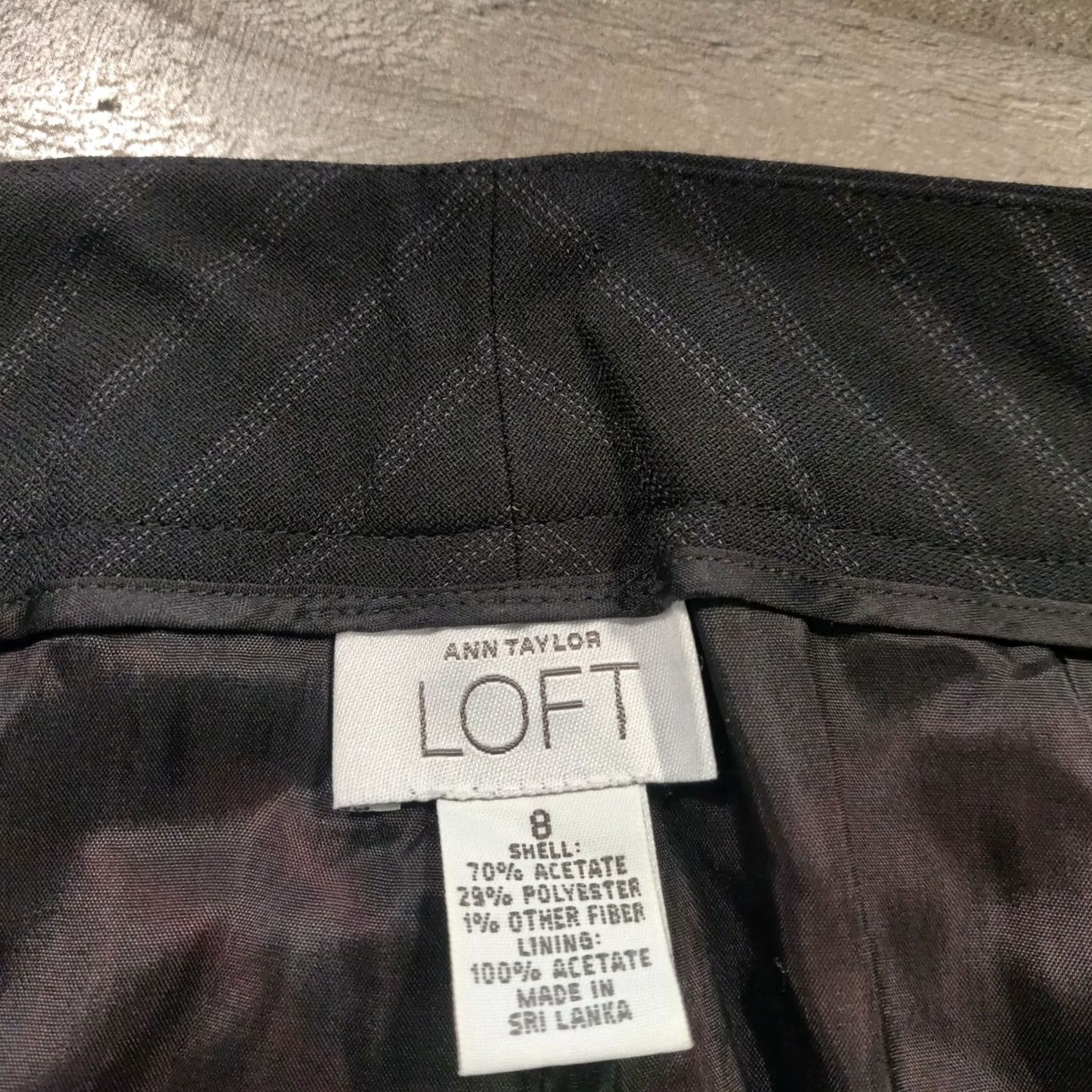 Ann Taylor Loft Dress Pants Women 8 Black Mid-Rise Bootcut Striped Lined Zip Closure Casual Size 30" / US 8 / IT 44 - 3 Thumbnail