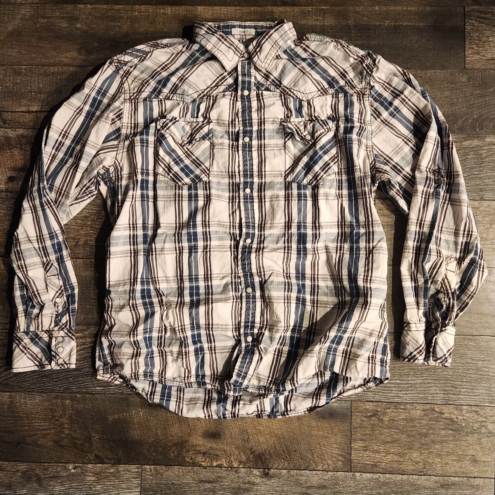 BKE BKE Athletic Fit Men’s 2XL Long Sleeve Pearl Snap White/Green Western Shirt Shirt Men Cowboy Western Square-Plate Button-Up Size US XXL / EU 58 / 5 - 2 Thumbnail