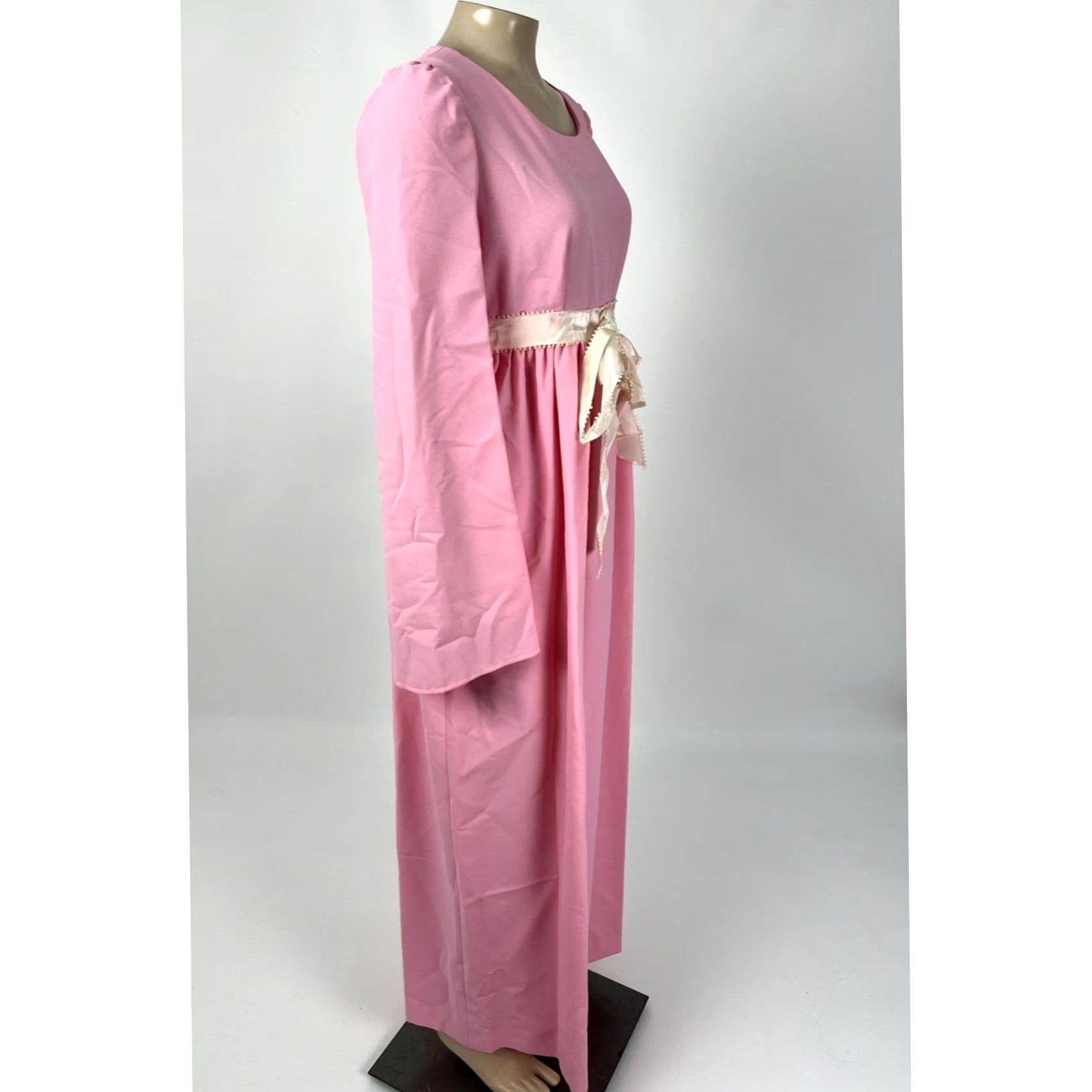 Bell VINTAGE Handmade Women's Maxi Dress Pink 1970s Bell Sleeves Polyester Party Hippy 56" SH to Hem Women S Small Dresses Size 4XL / US 24-26 - 8 Thumbnail