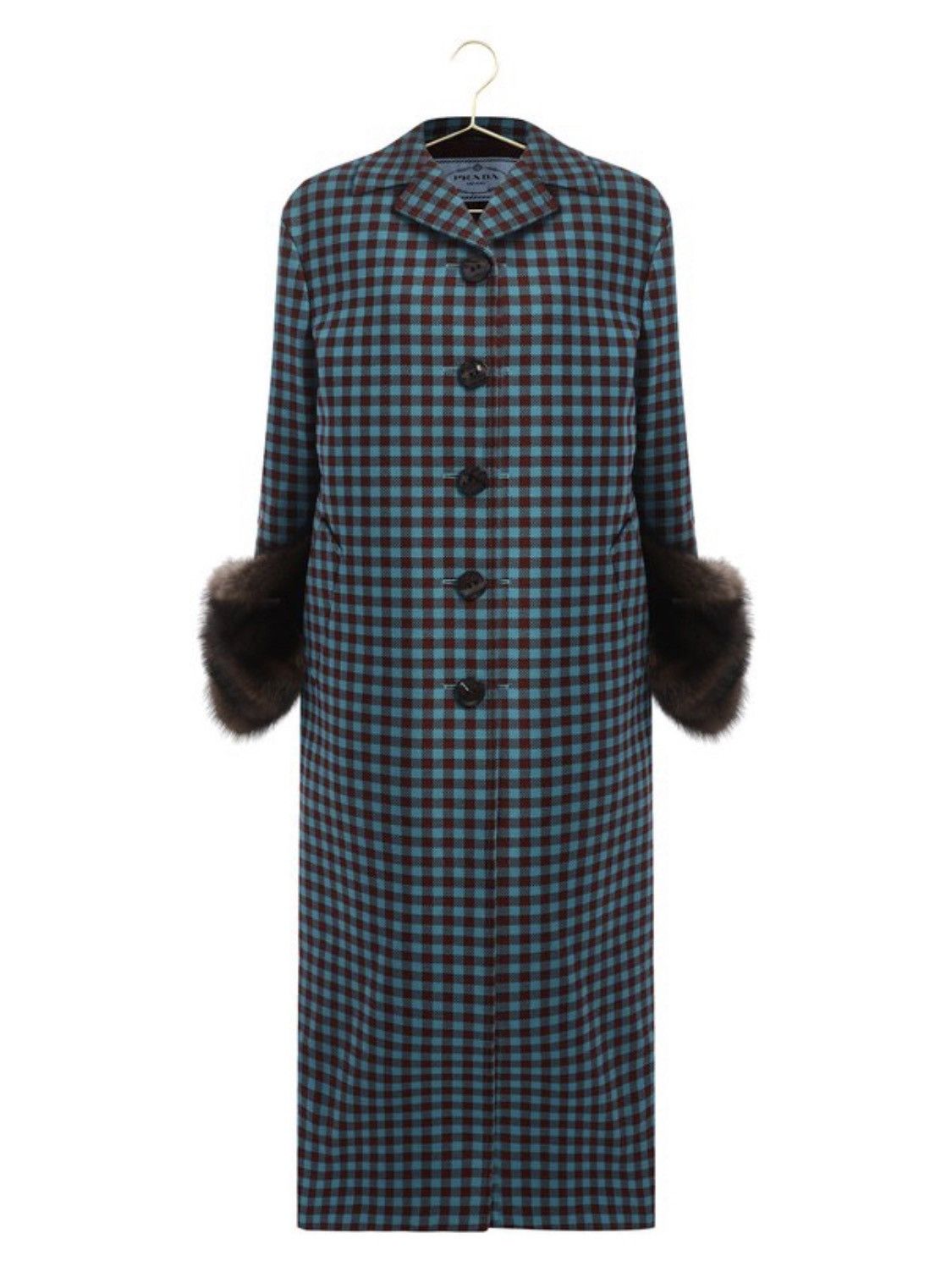 Prada Wool Silk Fur Detailed Button Coat