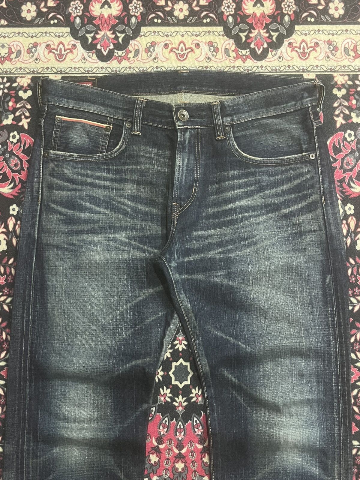 Edwin Edwin 505XX Dark Blue Whisker Buckle Back Selvedge Jeans Size US 33 - 4 Thumbnail