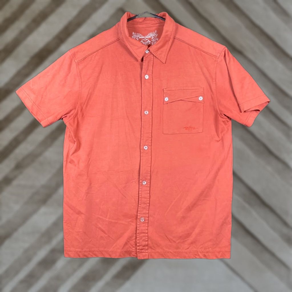 Prana prAna Mens Shirt Deep Rust Button Down Short Sleeve Collared Cotton Polyester L Size US L / EU 52-54 / 3 - 1 Thumbnail