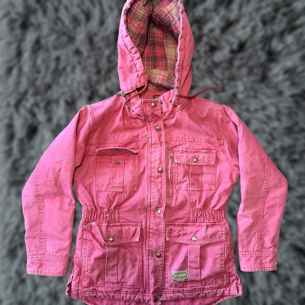 Vintage VINTAGE C.E. SCHMIDT WORKWEAR Red Canvas Jacket Coat Small Removable Hood Womens Jacket Size S / US 4 / IT 40 - 1 Thumbnail