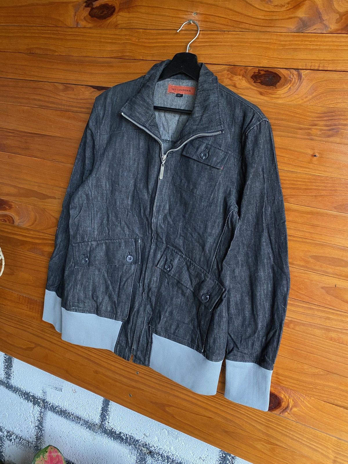 Vintage SKY-CONQUEROR Black Denim Bomber Jacket – Japanese