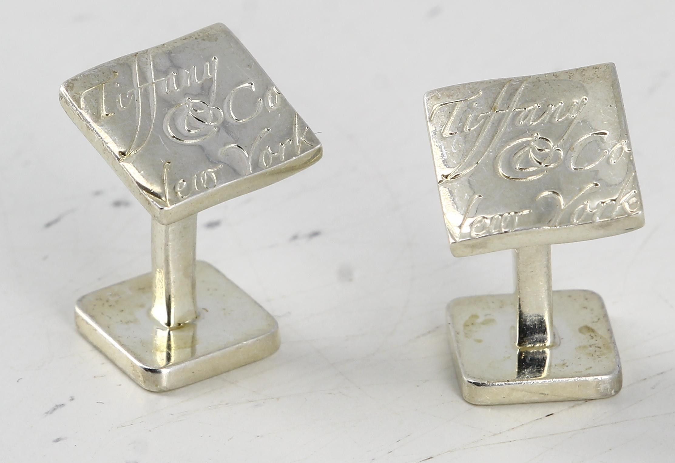 image of Vintage Tiffany & Co Silver Engraved Cufflinks, Women's