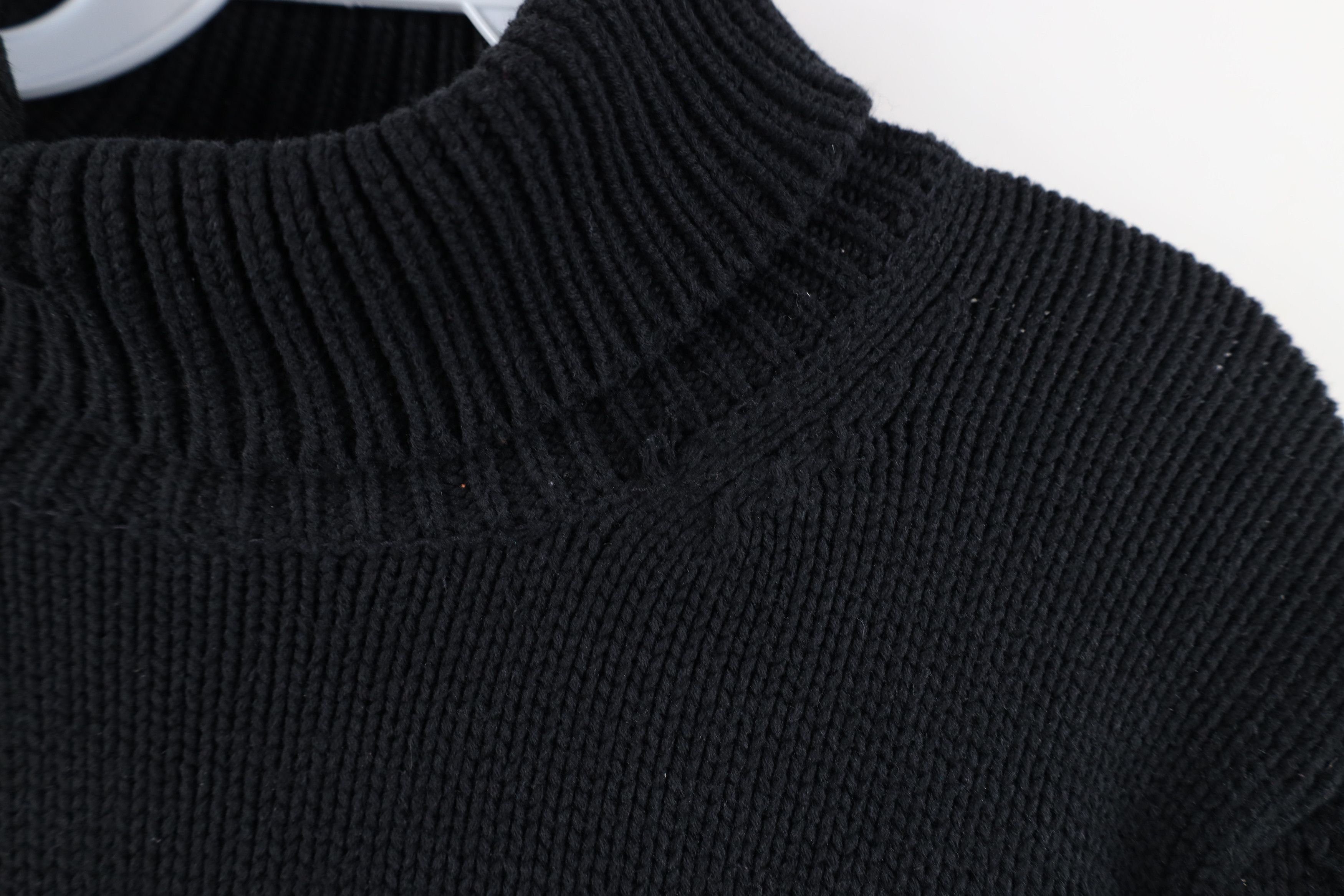 Vintage Vintage 90s Streetwear Cotton Knit Turtleneck Sweater Black Size L / US 10 / IT 46 - 4 Thumbnail