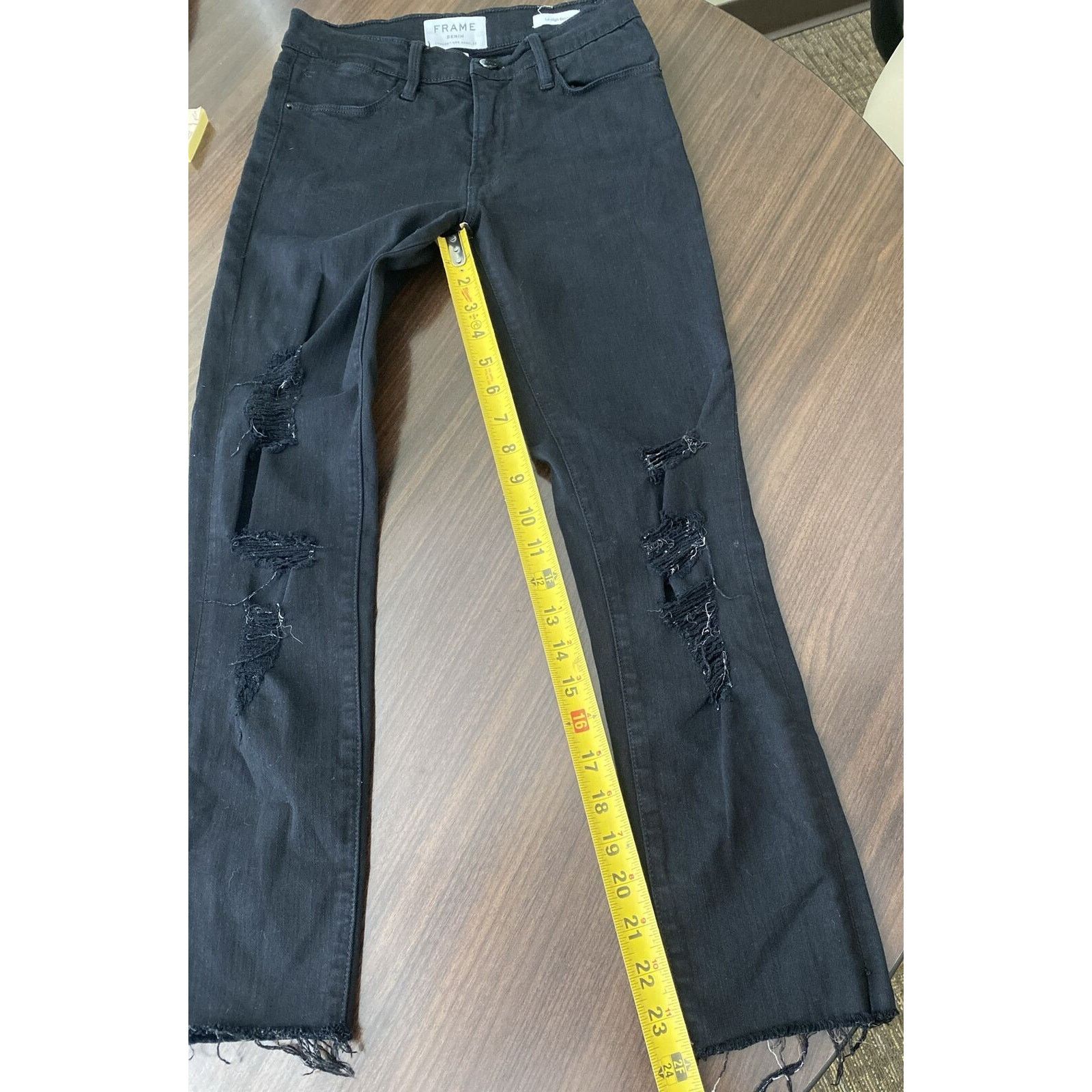 Frame FRAME Denim Le High skinny Jeans Women's 25 Black Film Rip Size 25" / US 0 / IT 36 - 7 Thumbnail