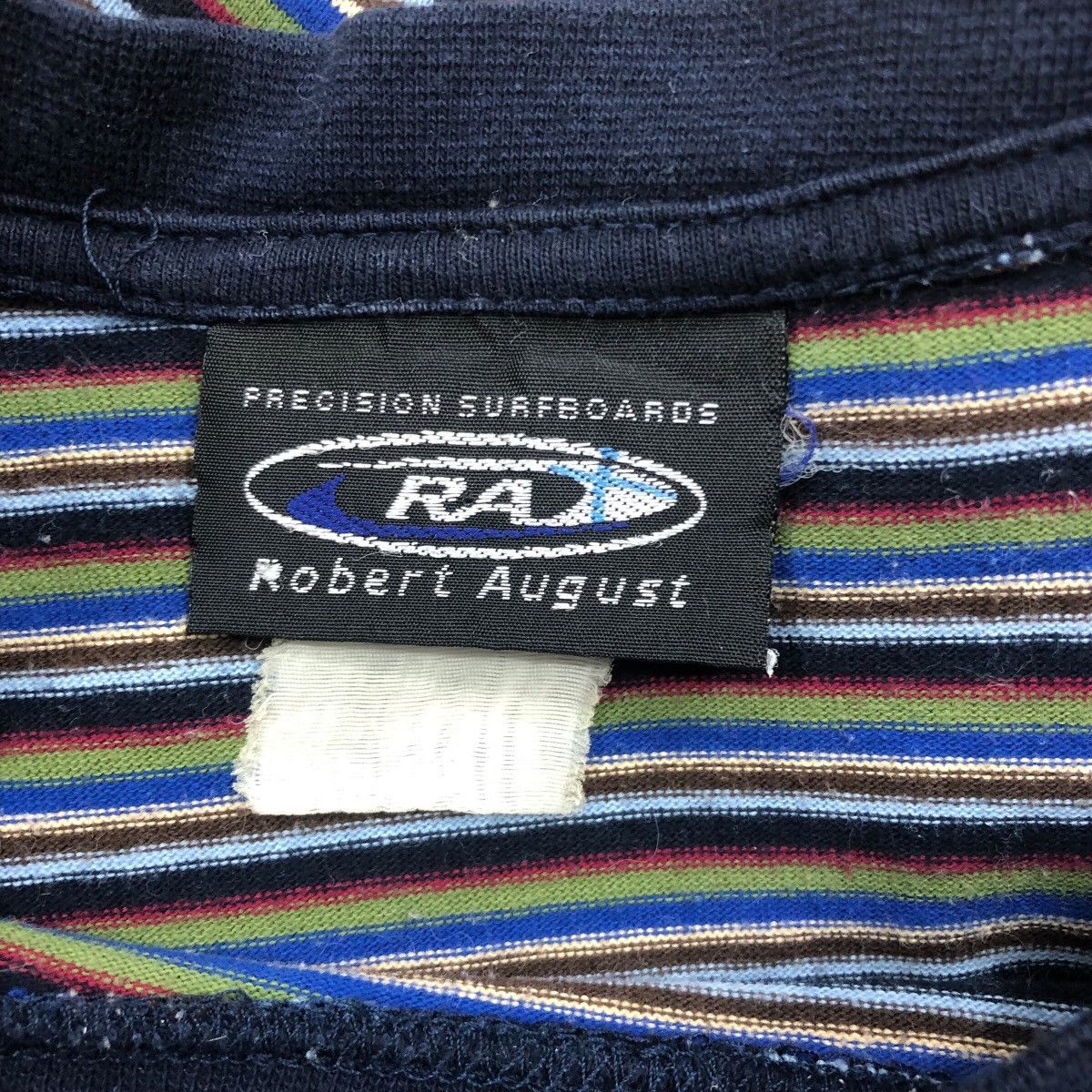 Vintage Pick!! Vtg 90's ROBERT AUGUST Surfing Stripe Pocket Tshirt Size US L / EU 52-54 / 3 - 5 Thumbnail