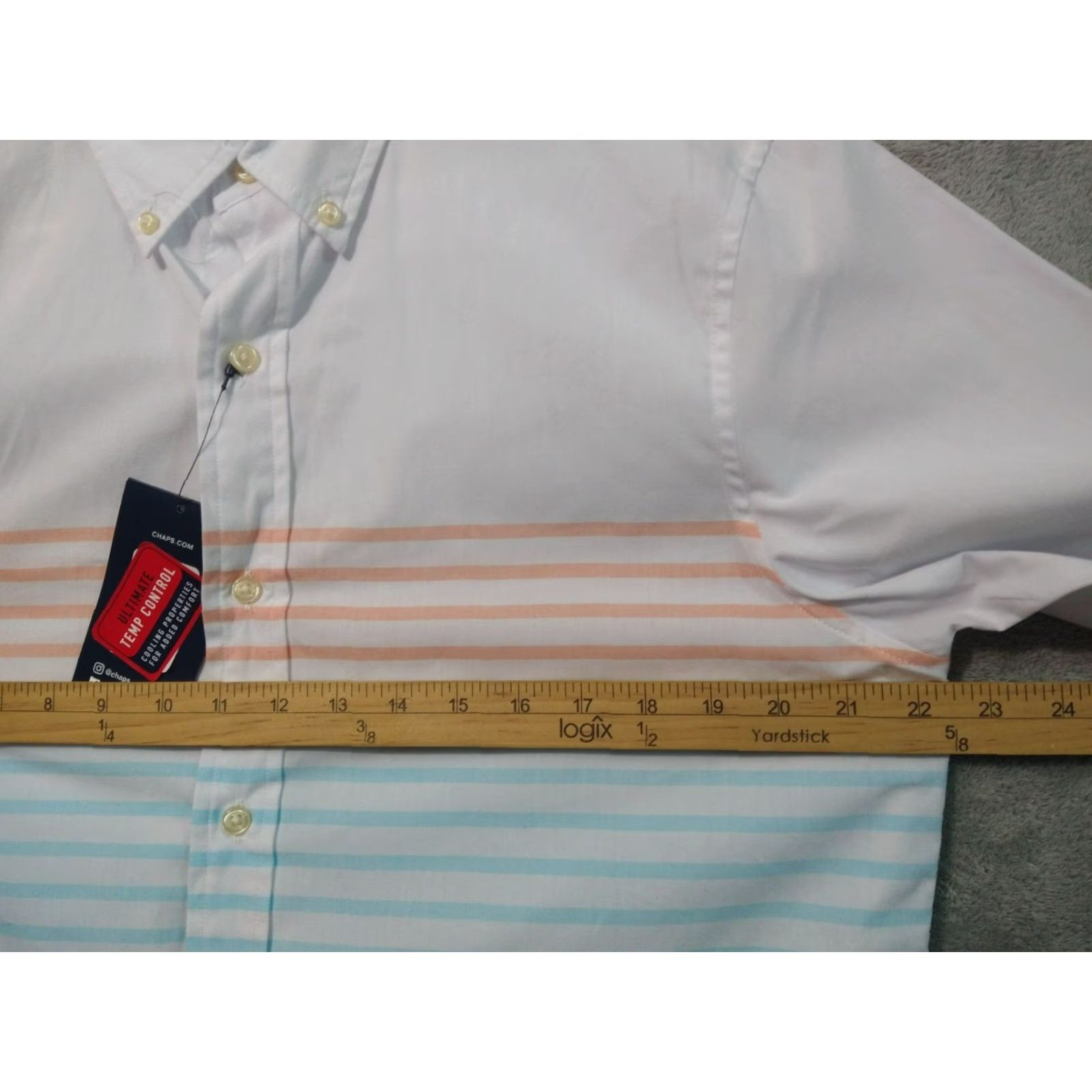 Chaps Chaps Shirt Mens Medium White Striped Short Sleeve Button Down Easy Care Size US M / EU 48-50 / 2 - 4 Thumbnail