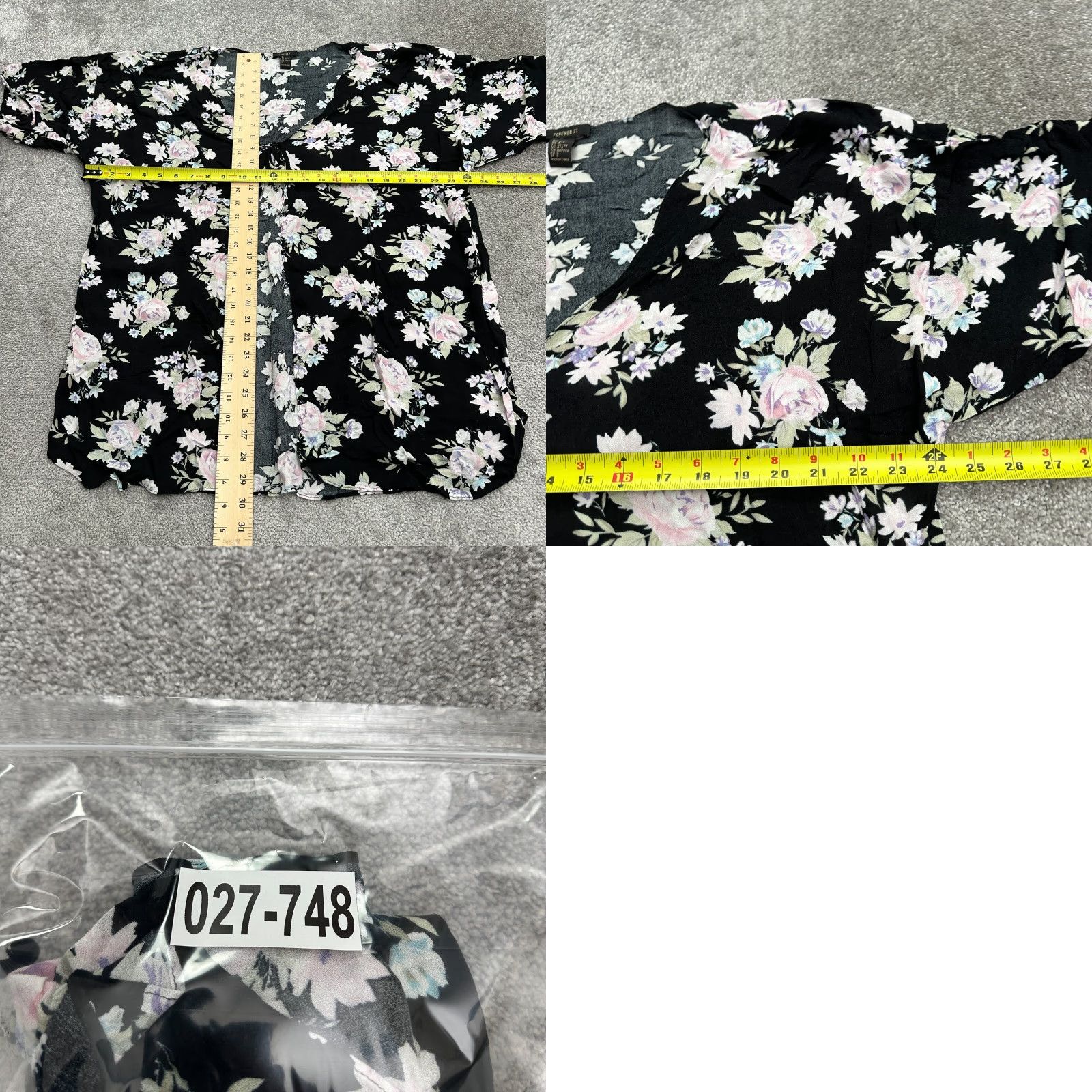 Forever 21 FOREVER 21 Cover Up Top Womens Small Black Floral Tie Front Short Sleeve Casual Size S / US 4 / IT 40 - 8 Thumbnail