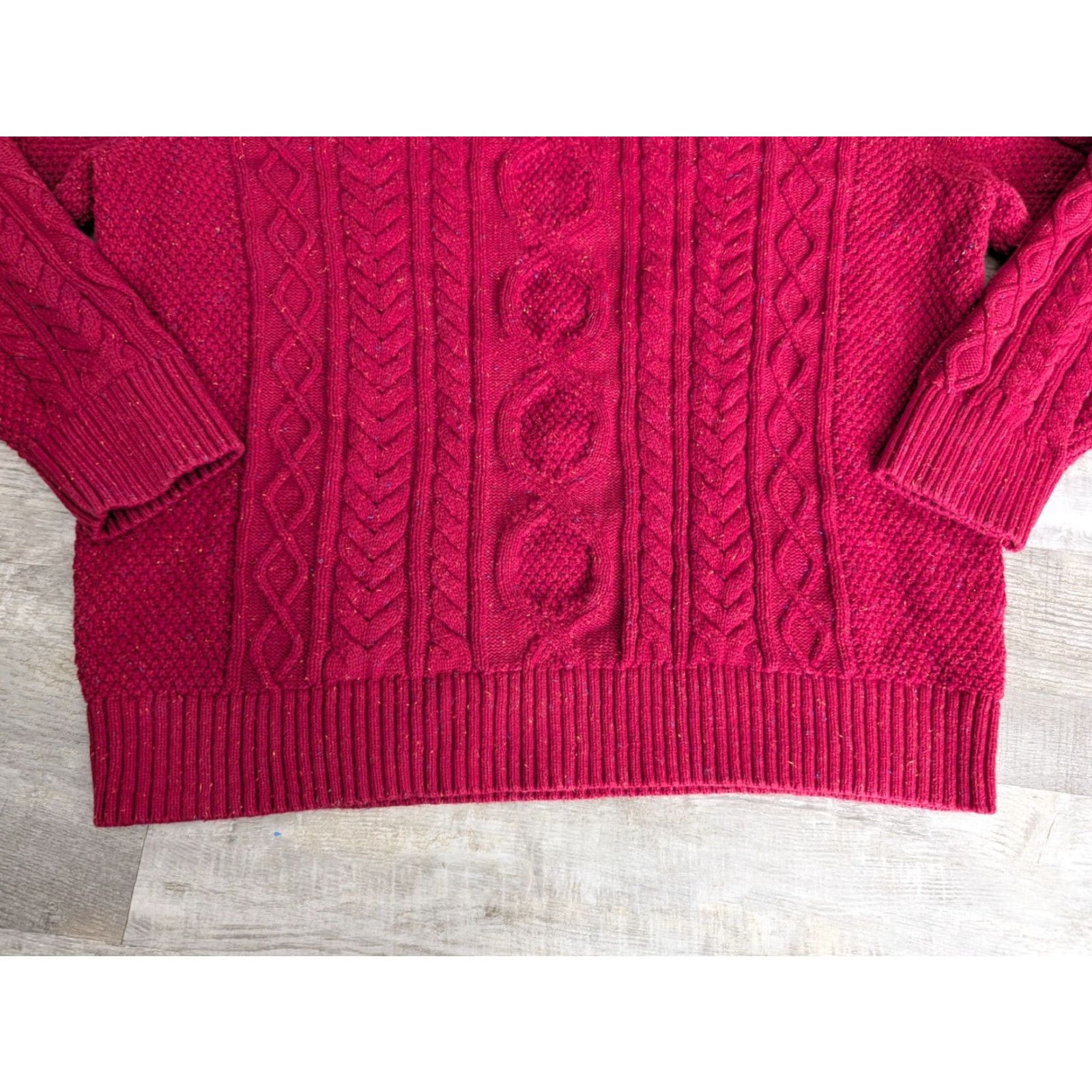Vintage VINTAGE LL Bean Bean’s Heritage Soft Cotton Fisherman Sweater Crewneck Donegal Red XL Size US XL / EU 56 / 4 - 5 Thumbnail