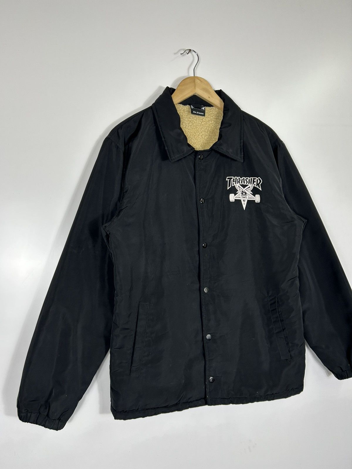 Thrasher Y2K Thrasher Sherpa-Lined Coach Jacket – Black Skateboarding Size US M / EU 48-50 / 2 - 3 Thumbnail