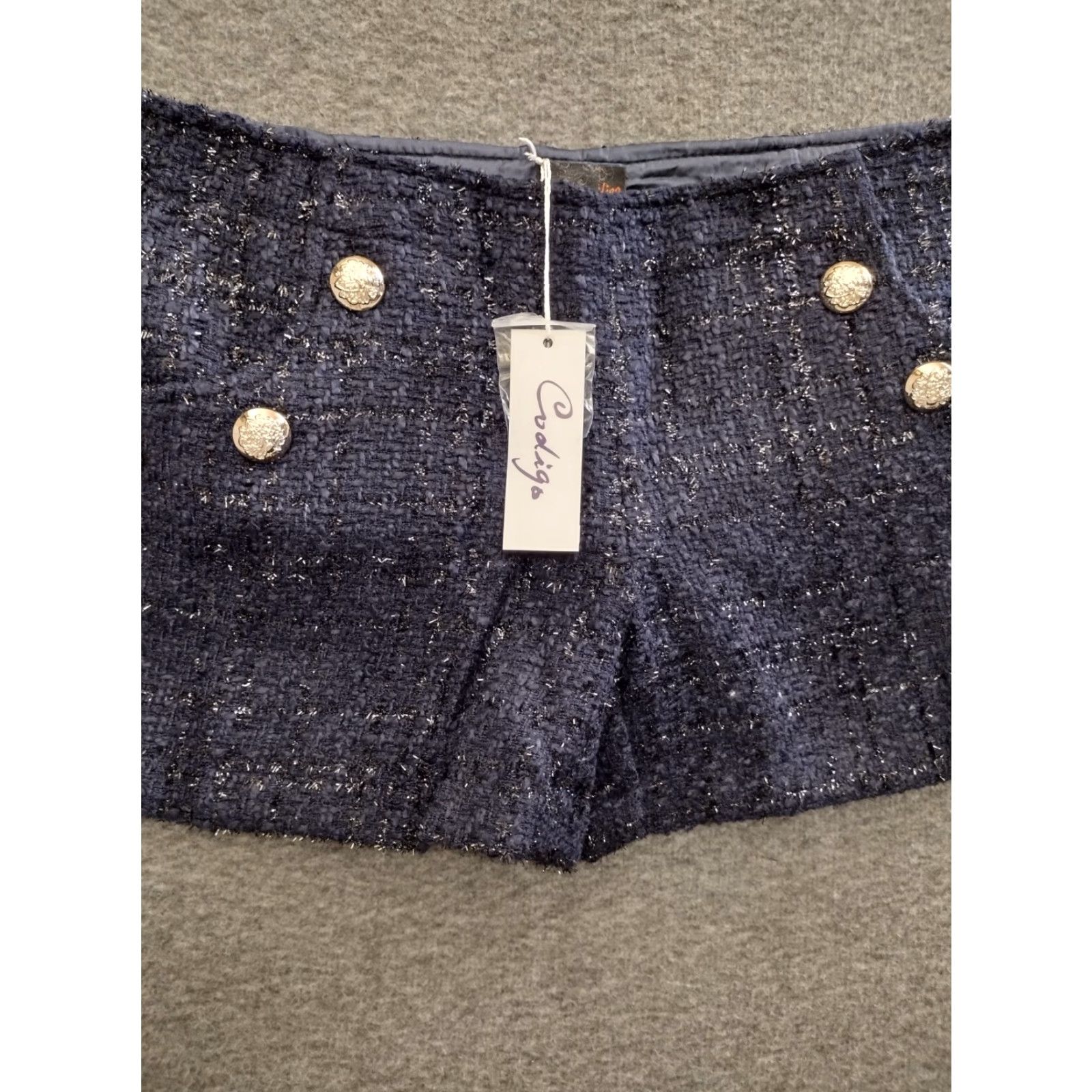 Vintage Codigo Skort Shirt Womens Blue S Tweed Sparkly Zip 90s Casual Short Rise Mid Polyester Size 28" / US 6 / IT 42 - 3 Thumbnail