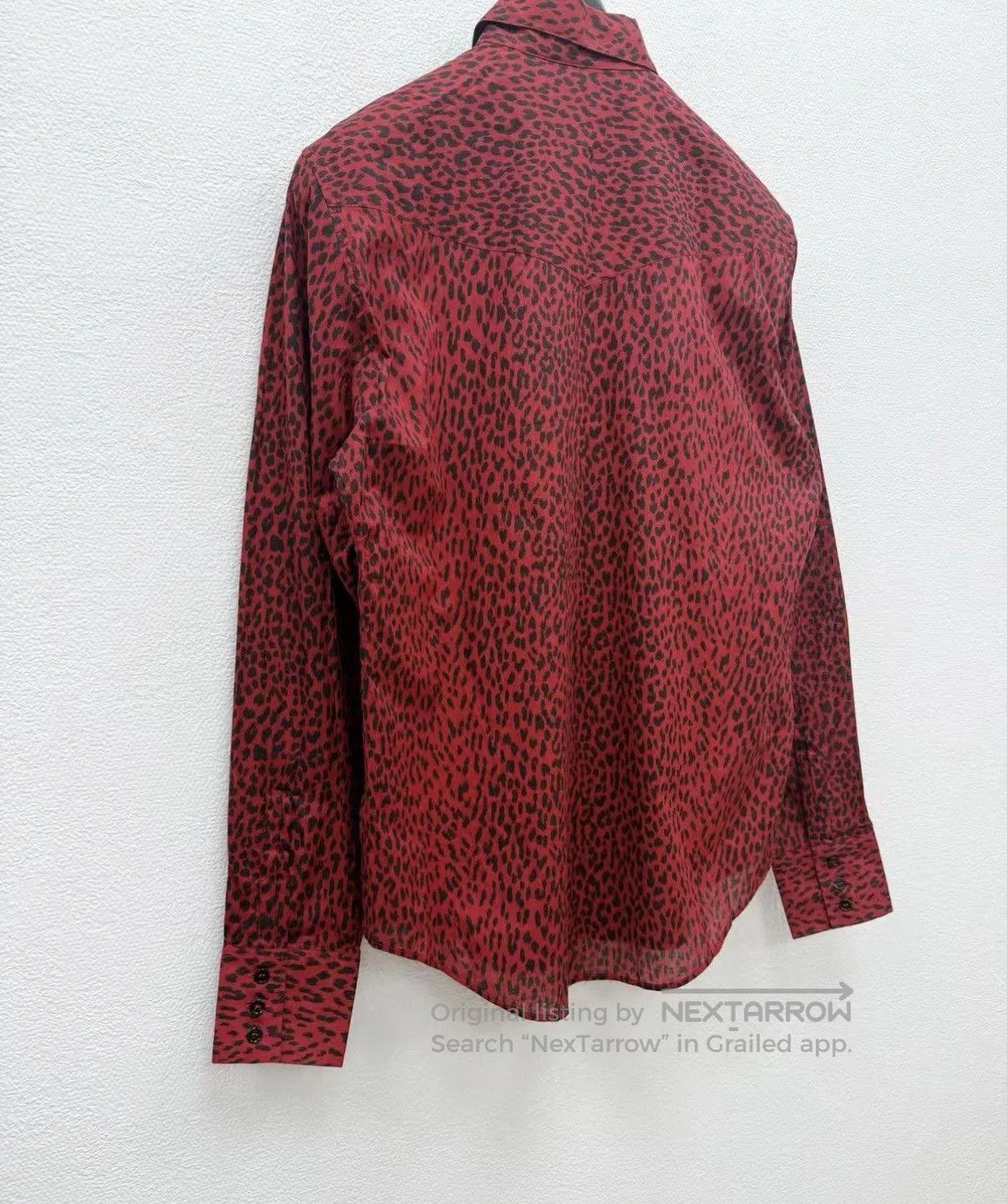 Saint Laurent Paris Red Leopard Print Long Sleeve Button. Size US XS / EU 42 / 0 - 5 Thumbnail