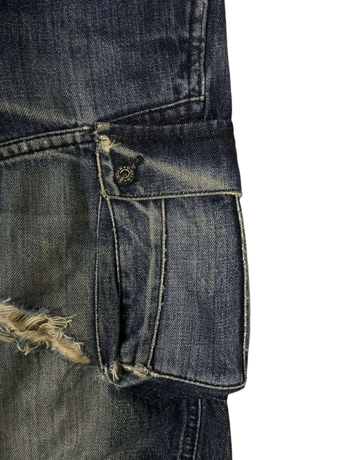 G-Star Vintage G Star Raw Blue Washed Cargo Ripped Distressed Jeans Size US 30 / EU 46 - 13 Thumbnail