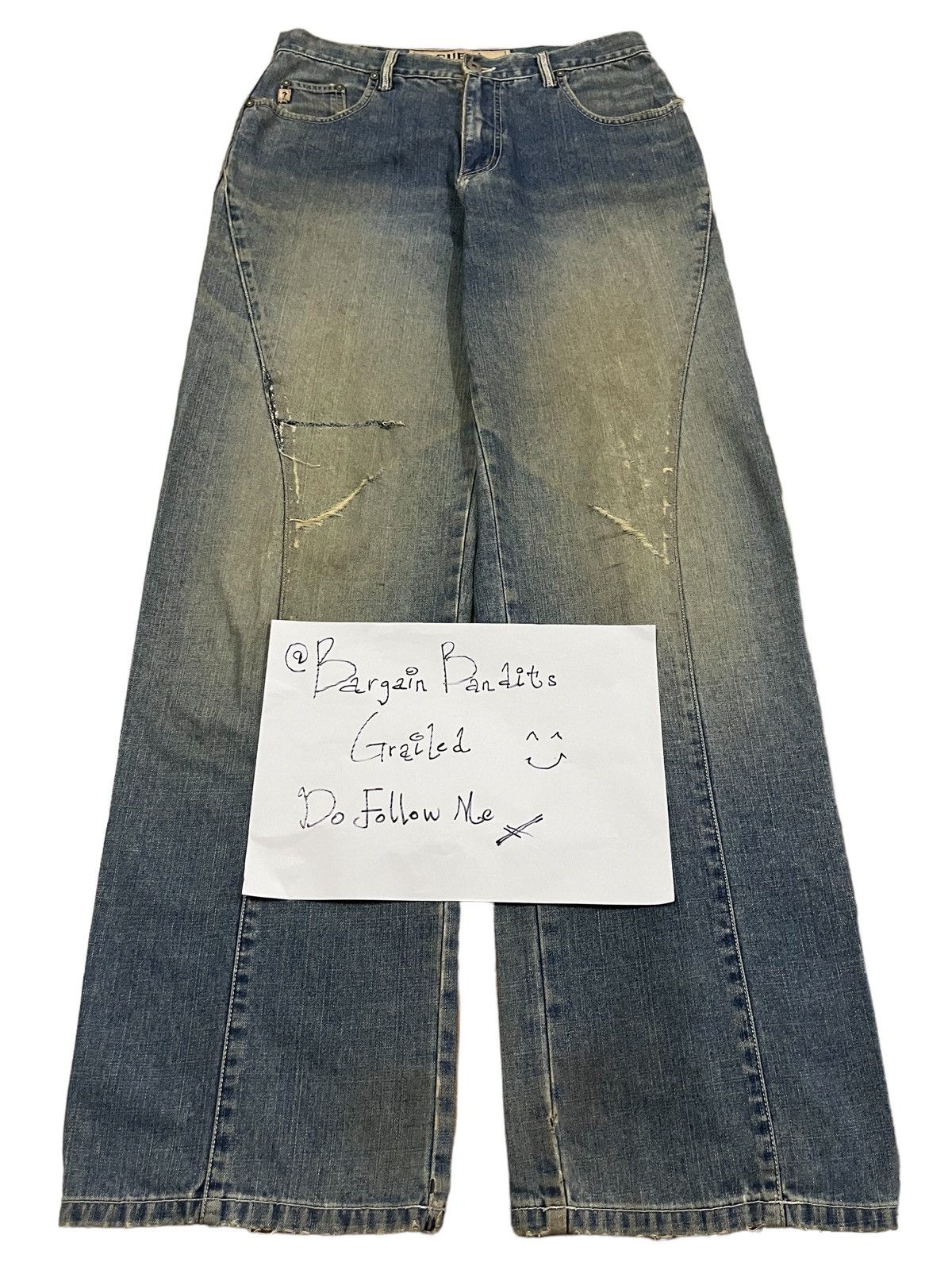 Vintage Y2K Guess Blue Mud Washed Large Baggy Style Jeans