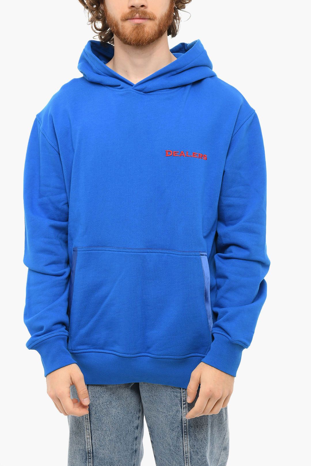 image of Just Don Og1Mm0424 Cotton Embroidered Dealers Hoodie In Blue, Men's (Size Small)