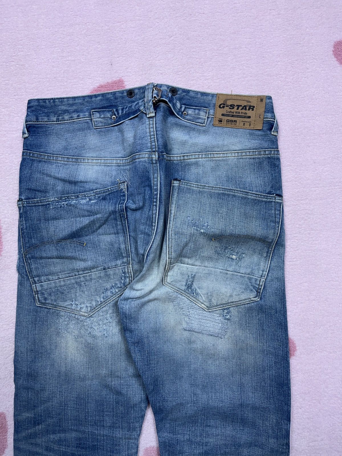 G-Star × Vintage ➕ vintage sick distressed g star raw light blue faded jeans Size US 33 - 4 Thumbnail