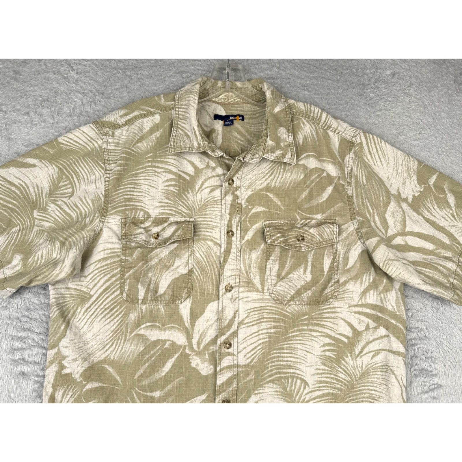 Basic Editions Basic Editions Hawaiian Shirt Men L Green Floral 100% Cotton Button-Up Resort Aloha Luau Vacation Size US L / EU 52-54 / 3 - 4 Thumbnail