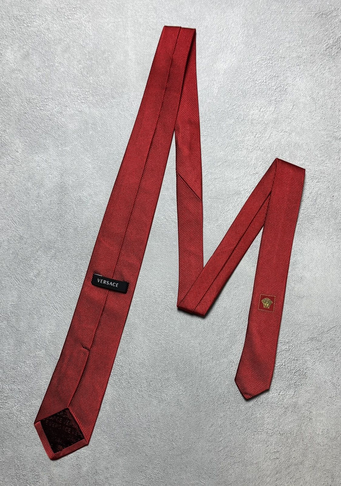 Versace Versace 100% Silk Cravatte Tie Red Small Logo Size ONE SIZE - 1 Thumbnail