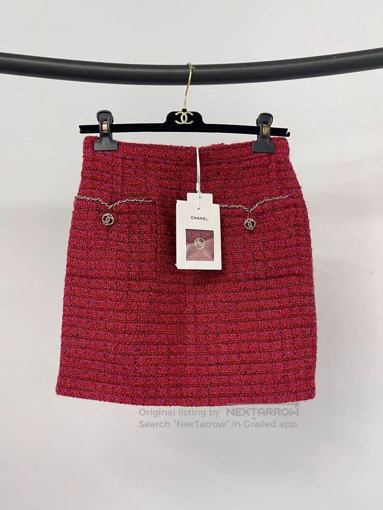 Chanel Chanel 23B red tweed skirt Size 24" / US 00 / IT 34 - 1 Thumbnail