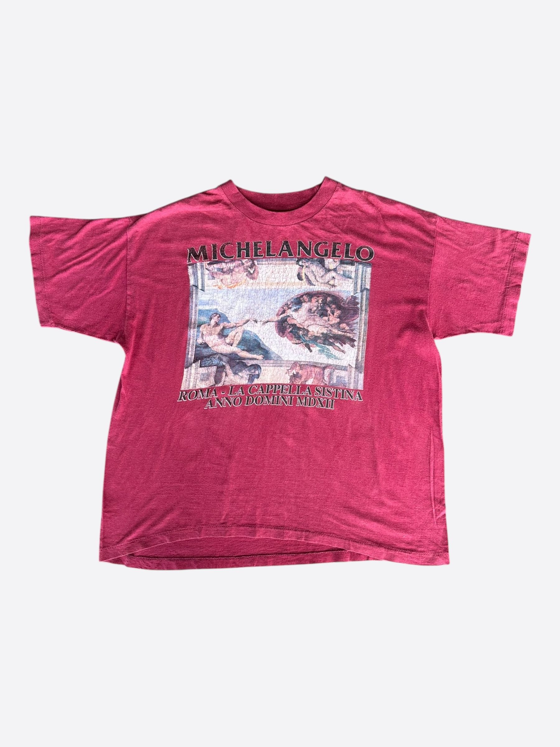 Vintage Vintage Red Michaelangelo Graphic T-Shirt Size US L / EU 52-54 / 3 - 1 Thumbnail