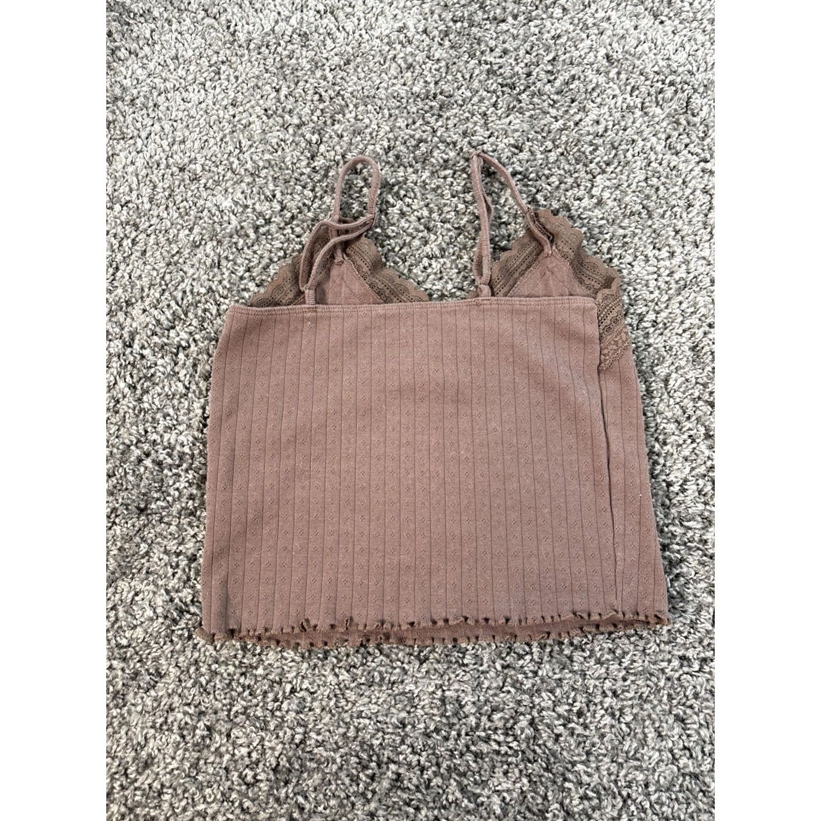 Vintage VINTAGE American Eagle Tank Camisole Women's M Brown Lace Ruffle Floral Camisole ThermAL Size M / US 6-8 / IT 42-44 - 5 Thumbnail