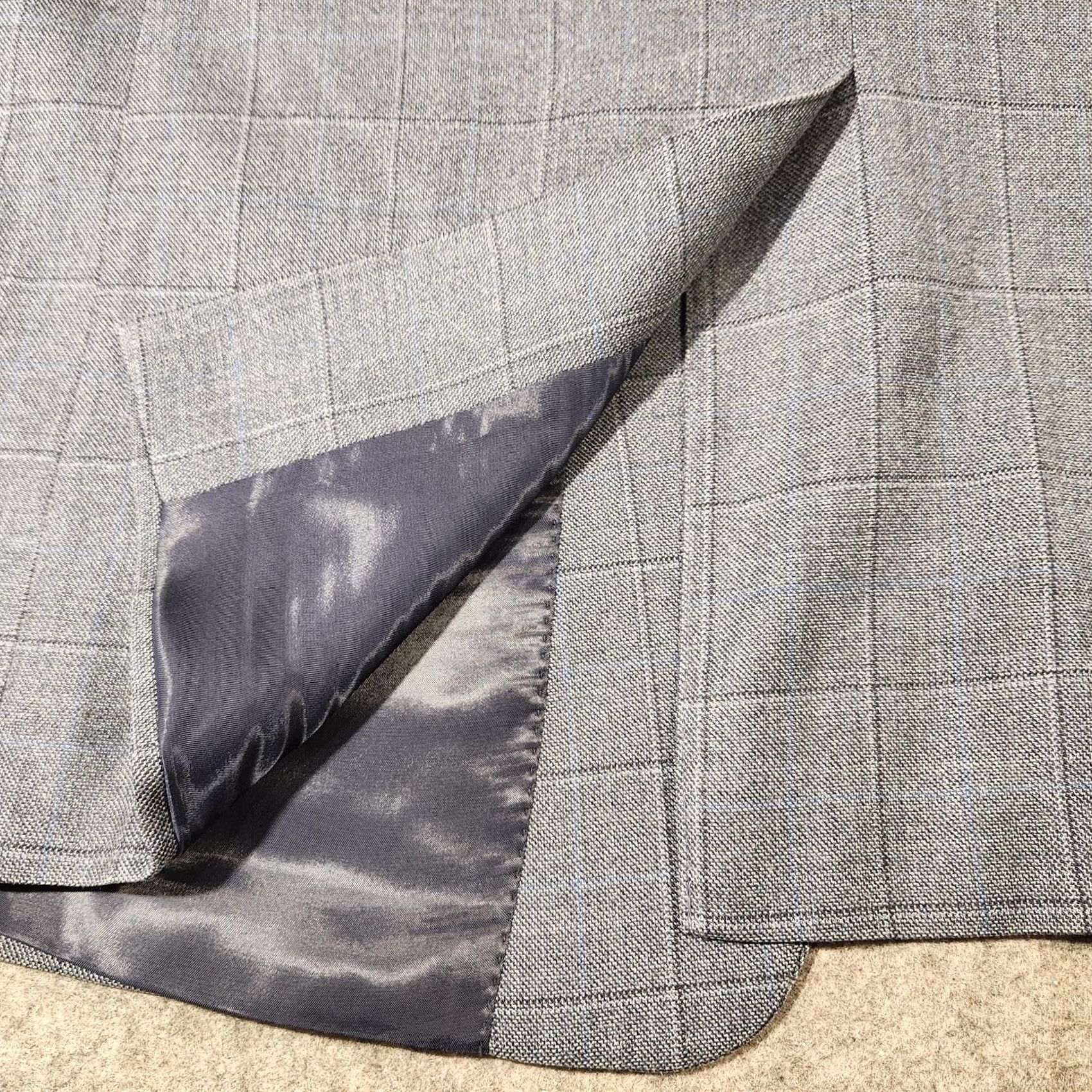 Ralph Lauren VINTAGE Lauren Ralph Lauren Blazer Mens 48R Gray Silk Wool Windowpane Two Button Jacket Size 48R - 6 Thumbnail