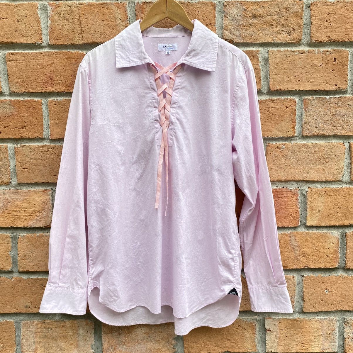 Lanvin LANVIN Pink Lace-Up Collar Shirt Size L / US 10 / IT 46 - 15 Thumbnail