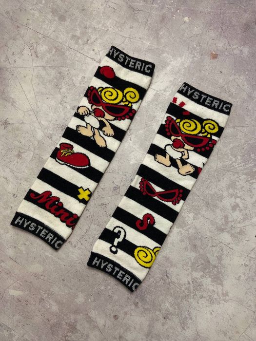 Vintage HYSTERIC MINI hand socks black white striped | Grailed