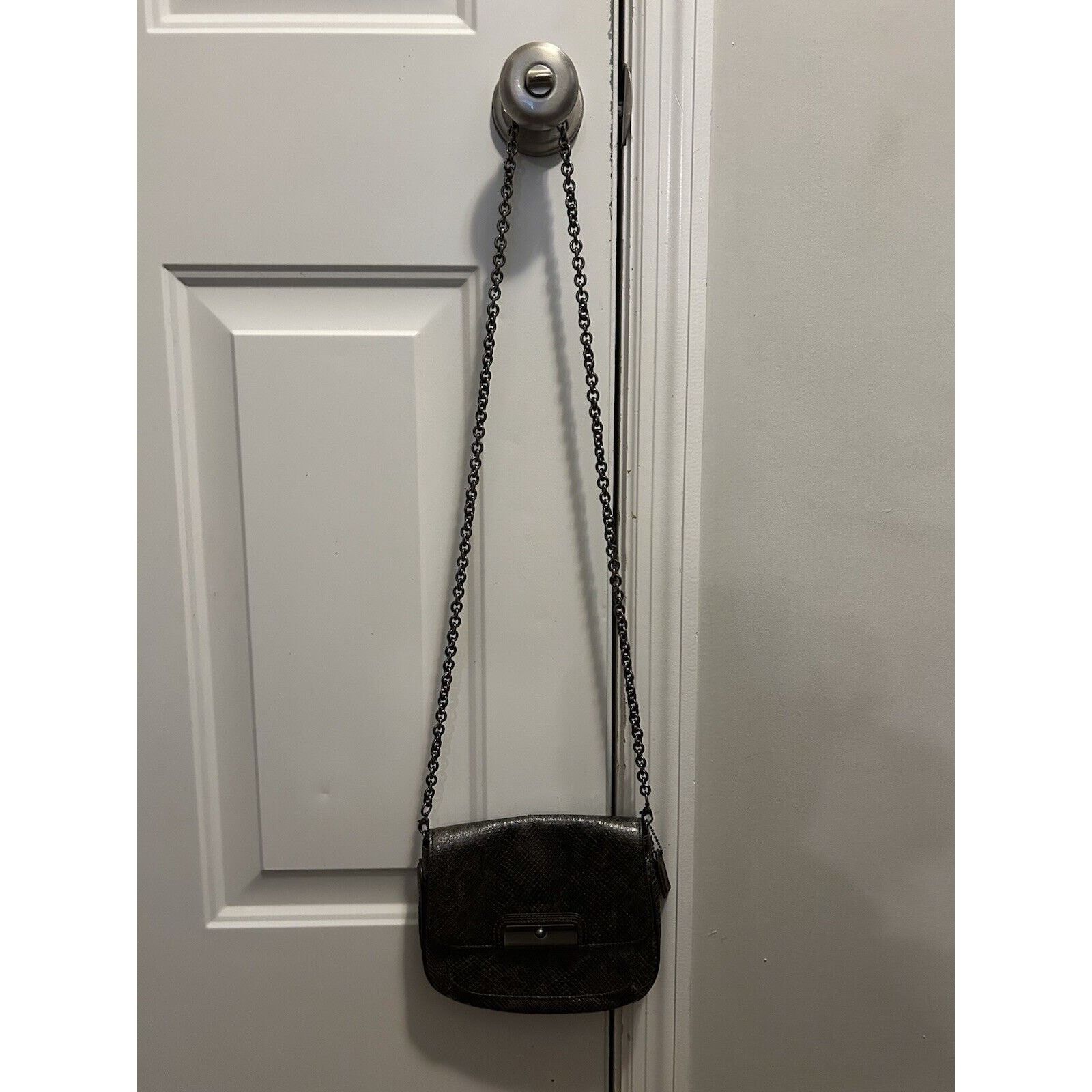 Coach NWOT Coach Faux Snake Skin Leather Crossbody Half Moon Purse Size ONE SIZE - 4 Thumbnail