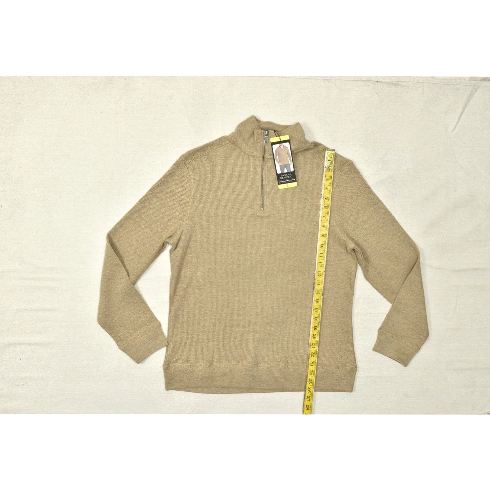 Banana Republic Banana Republic Sweater Quarter-Zip Waffle Knit Pullover Tan S Mens NWT Size US S / EU 44-46 / 1 - 5 Thumbnail