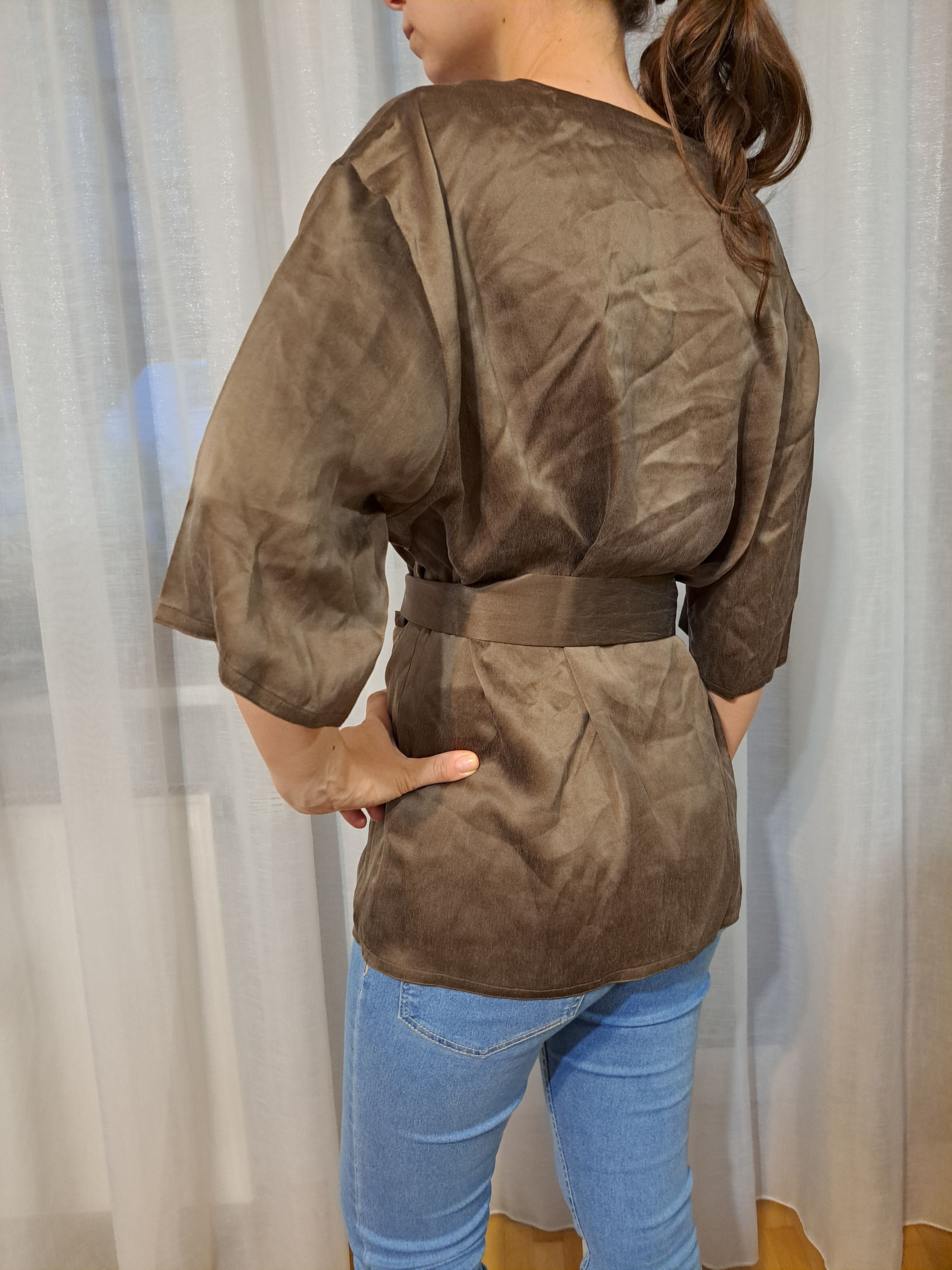 Jaeger Jaeger silk kimono blouse green khaki Size M / US 6-8 / IT 42-44 - 4 Thumbnail