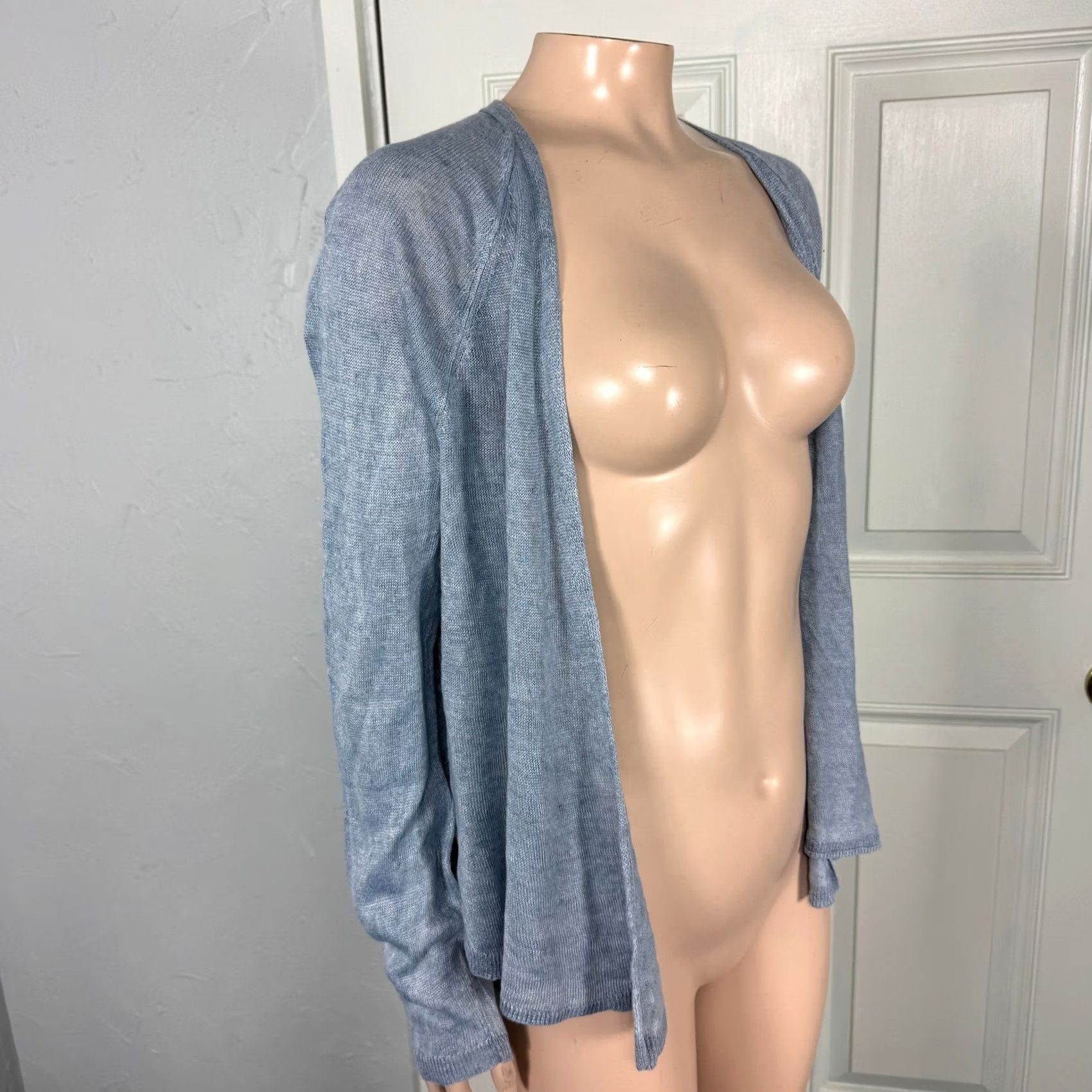 Eileen Fisher Eileen Fisher Cardigan Sweater Women's S Blue Linen Long sleeve open Front Y3-23 Size S / US 4 / IT 40 - 4 Thumbnail