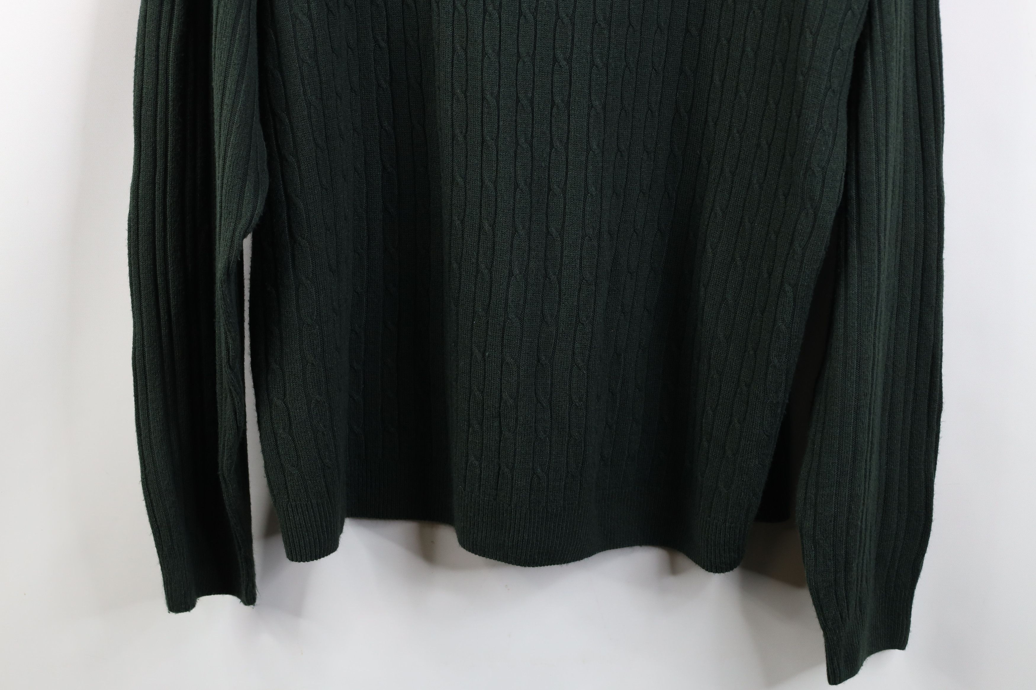Vintage Vintage 90s Streetwear Cable Knit Collared Sweater Green Size US XL / EU 56 / 4 - 3 Thumbnail