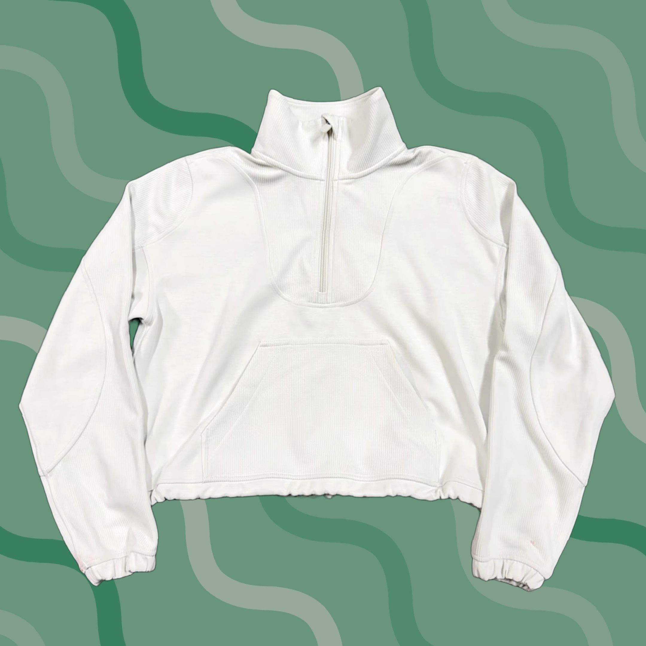 Lululemon Lululemon Sweatshirt Womens 4 White 1/4 Zip Mock Neck Pullover Cropped Sweatshirt Size S / US 4 / IT 40 - 1 Thumbnail