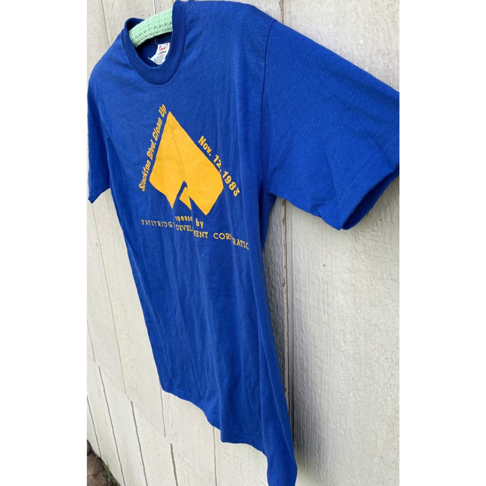 Vintage VINTAGE Stockton Blvd Clean Up 1983 T Shirt M Blue Stedman Men Graphic Print Short Sleeve Cotton Polyester Blend 50% 50% Shrink Resistant Made in USA Size US M / EU 48-50 / 2 - 6 Thumbnail