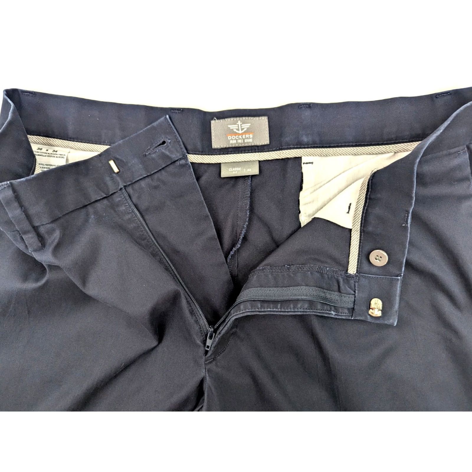Dockers DOCKERS Classic Fit Khakis Pants 36x34 Blue Mens Straight Leg Jeans/Khakis Style Pants, Regular, Flat Front, Cotton, Vintage No Size US 36 / EU 52 - 6 Thumbnail